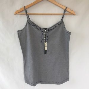 Talbots Ruffle Trim Tank Striped